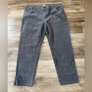 Woman Within Pants Gray Corduroy Straight Leg Petite Sz:16W Momcore Normcore
